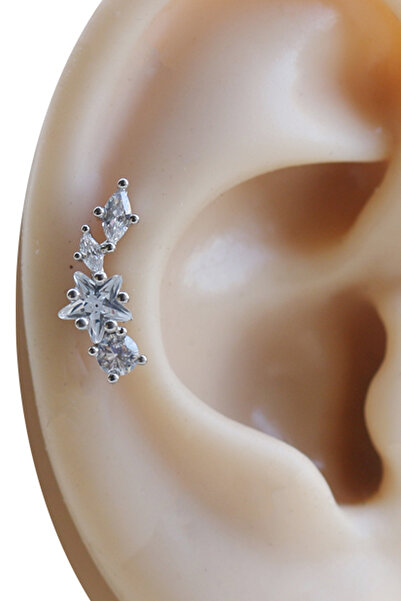 Cadının Dükkanı Zirkon Taşlı Çoklu Tasarım 316L Çelik Kıkırdak Piercing