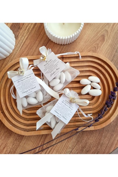 Mapel 20 adet Süslemeli Badem şekeri düğün, kına, nişan, söz, doğum hediyeliği