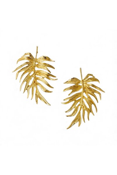 neslyaccessories Large Size Gold Leaf Earrings