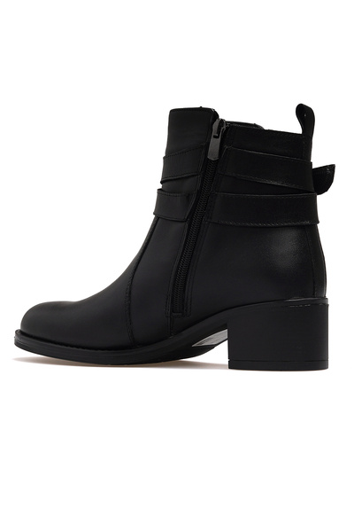 Mammamia Women's genuine leather heeled daily boots 25k d25kb-1670 z black