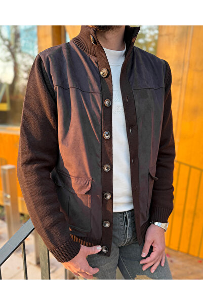 Avni Ceylan Nubuck Touch Detailed Knitwear Coat