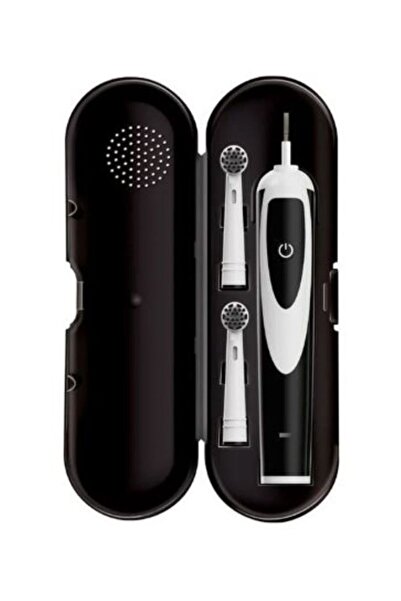 DentalX Rechargeable Electric Toothbrush White/Black with 2 Replacement Heads & Travel Case