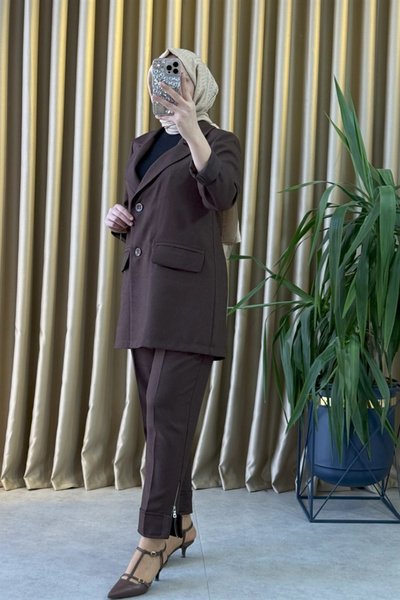 MissWhence 38204 Jacket Set Brown