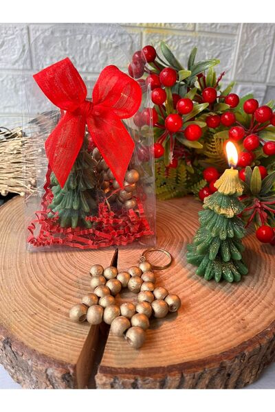 cev den store Yılbaşı Hediye Seti Yeni Yıl Hediyesi Çam Ağacı Mum Ve Anahtarl...