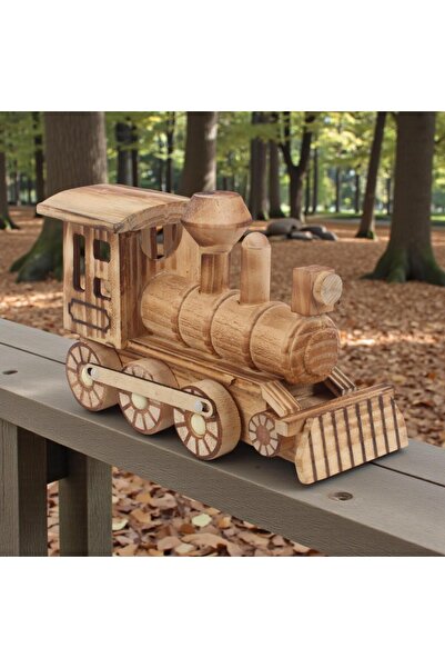 e-life shop لعبة قطار خشبية طبيعية مصنوعة يدويًا - هدية تذكارية للأطفال على ش...