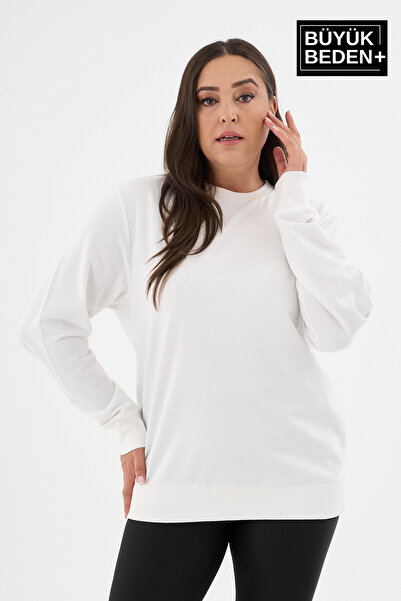 Superlife Women's Plus Size Crew Neck Slim Sweatshirt Spr24Bswk56