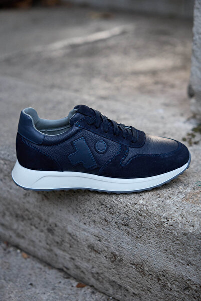 Vantaggio Joao Navy Blue 100% Genuine Leather Men's Sneaker Shoes