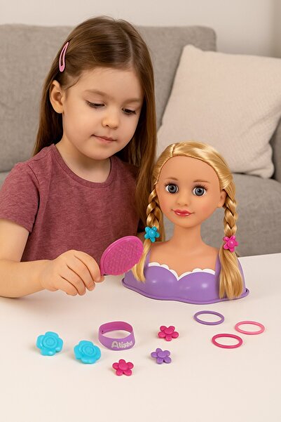 TOYFEST Alisha Bebek Deluks Sac Tasarim Bustu Kiz Cocuk Icın Aksesuarli Oyun ...