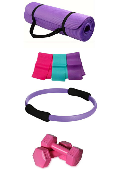 welcomein Pilates Yoga Set Silicone Yoga and Pilates Mat Home Fitness 4 Pieces Physical Therapy Aerobics