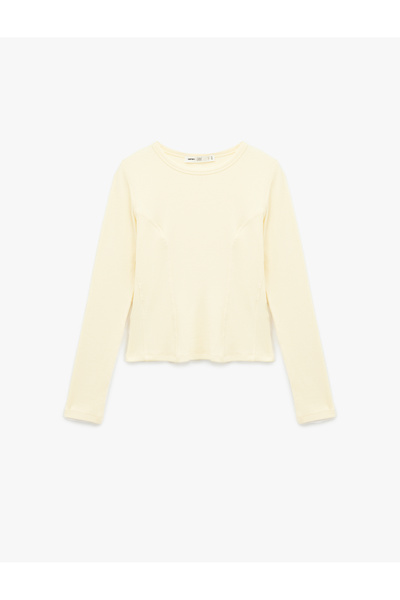 Koton Slim Fit Semi-Sheer Long Sleeve Crew Neck Blouse