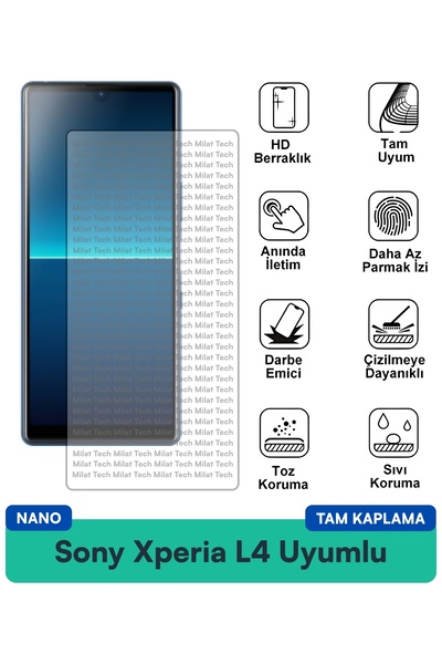 Milat Tech طبقة حماية شاشة Sony Xperia L4 Nano مقاومة للبقع ومضادة لبصمات الأ...