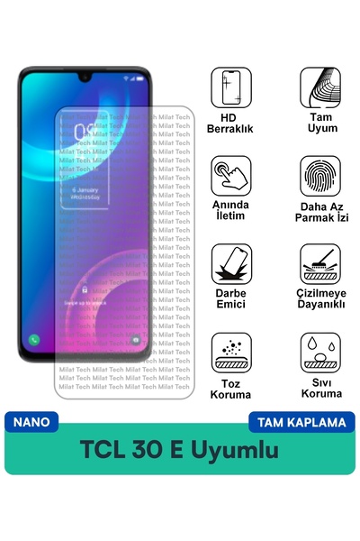 Milat Tech طبقة حماية للشاشة من TCL 30 E مقاومة للخدوش والصدمات