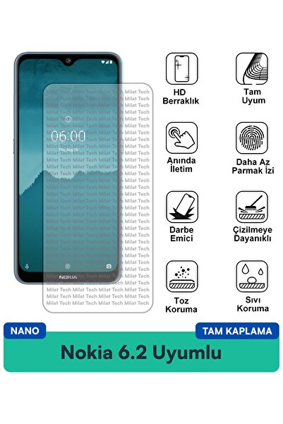 Milat Tech طبقة حماية للشاشة من نوكيا 6.2 نانو، تصميم رقيق ومرن، حماية من الص...