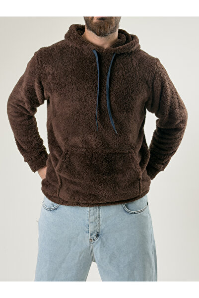 COCOPELLI Men's Hooded Brown Plush Sweat Coc2592