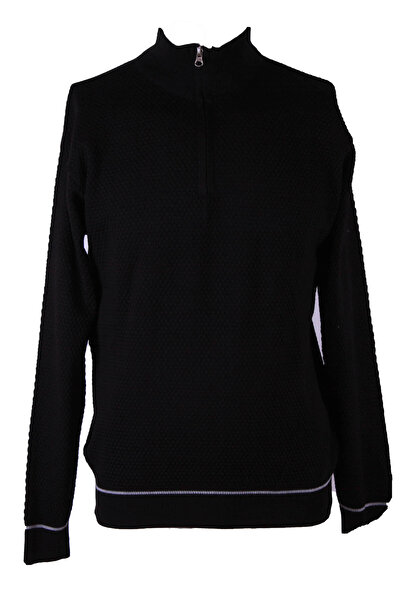 trender Half Zipper Black Men's Sweater 6644