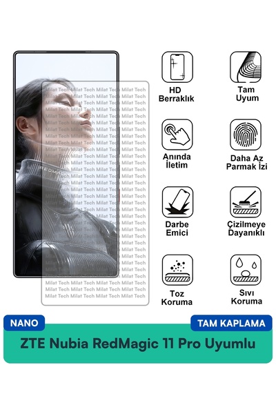 Milat Tech طبقة حماية للشاشة من ZTE Nubia RedMagic 11 Pro Nano مقاومة للخدوش ...