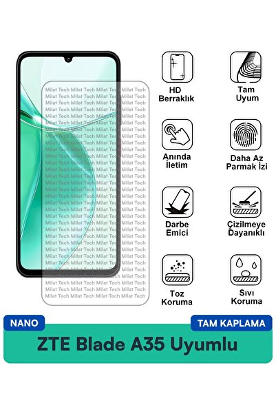 Milat Tech طبقة حماية للشاشة ZTE Blade A35 Nano عالية الشفافية وحساسية اللمس