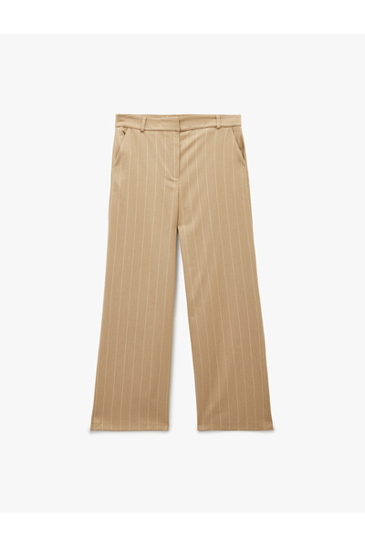 Koton Straight Leg Striped Fabric Pants with Pockets