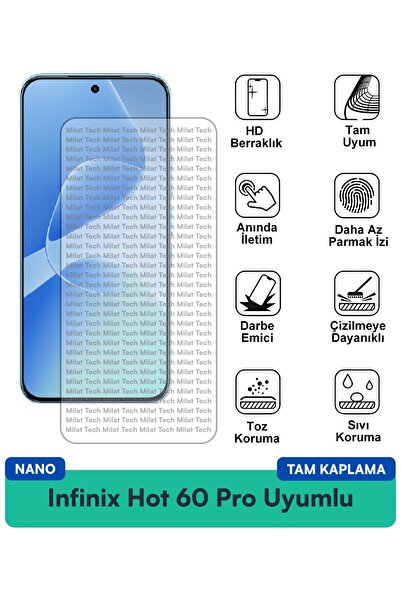 Milat Tech فيلم حماية شاشة Infinix Hot 60 Pro Nano مقاوم للخدوش والصدمات