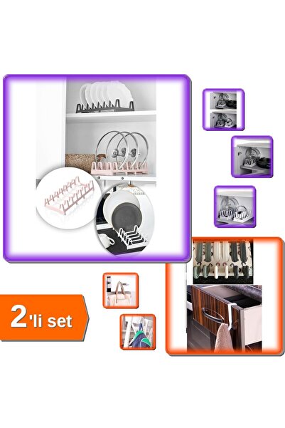 HerEveOyuncak Tencere Kapağı Organizeri 6 Bölmeli Kapak Rafı + 6 Adet Çekmece...