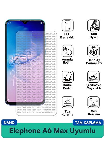 Milat Tech فيلم حماية شاشة Elephone A6 Max Nano لا يحتوي على بصمات الأصابع، ت...