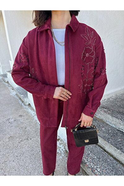 MİA NOURA Women's Front Sleeves with Bead Embroidery on Suitable Fabric for Suitable for