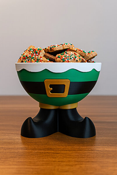 KesioLabs Santa Ayaklı Yılbaşı Kurabiye ve Çerez Kasesi – Noel Dekoratif Sunu...