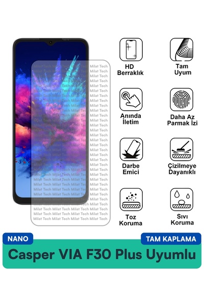 Milat Tech طبقة حماية للشاشة من كاسبر فيا F30 بلس نانو مقاومة للخدوش والصدمات