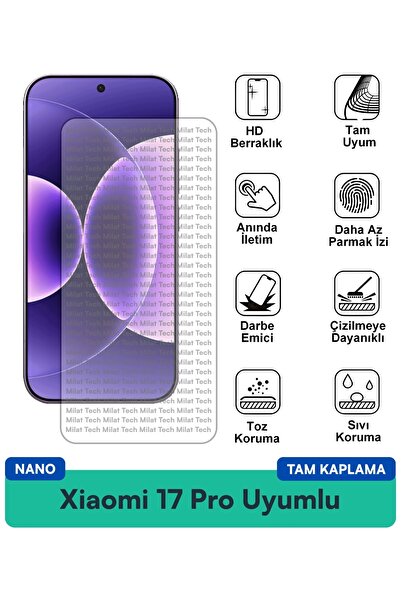 Milat Tech طبقة حماية شاشة Xiaomi 17 Pro Nano مقاومة للبقع ومضادة لبصمات الأص...