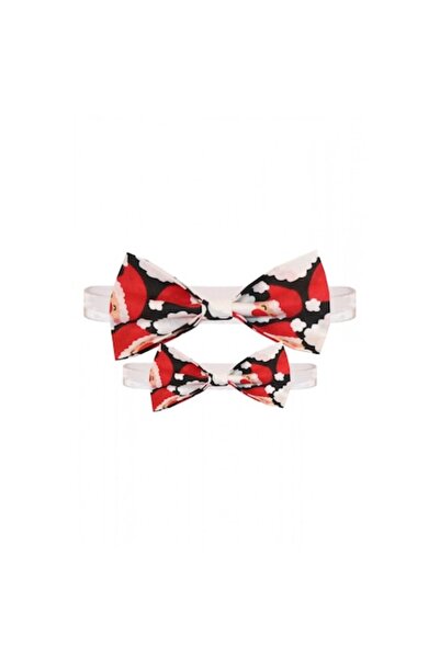 Atelier Anca Socolovschi Father & son set, black bow ties with Santa Claus print