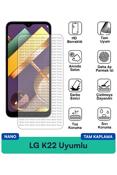 Milat Tech طبقة حماية شاشة LG K22 Nano مقاومة للخدوش والصدمات