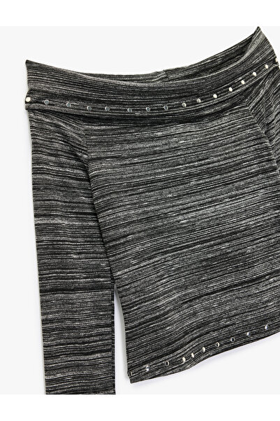 Koton X Sibil Çetinkaya - Long Sleeve Studded Detail Off-Shoulder Blouse