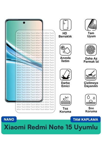 Milat Tech فيلم حماية شاشة Xiaomi Redmi Note 15 Nano، فيلم شفاف مرن ورقيق ومق...