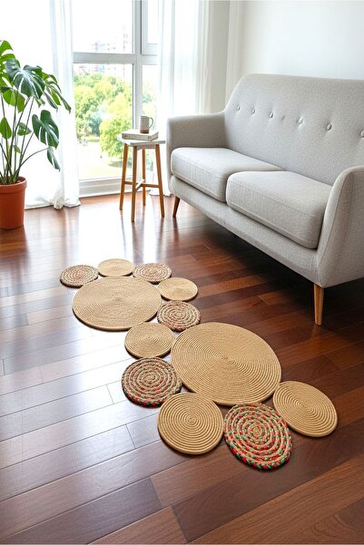 serelya Doğal Hasır Jüt Polip Halı Kilim Paspas Comfort