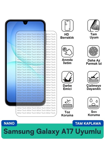 Milat Tech طبقة حماية شاشة نانو لهاتف سامسونج جالاكسي A17، حماية عالية الشفاف...