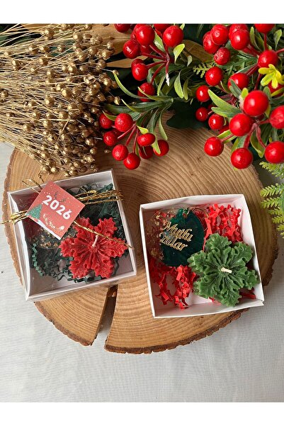 cev den store Yılbaşı Kartanesi Mum Epoksi Anahtarlık Hediyelik Set 2 Adet Yı...