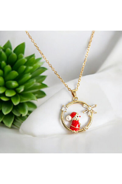 REBORN DESIGN Steel Gold Color Figured Round Christmas Pendant