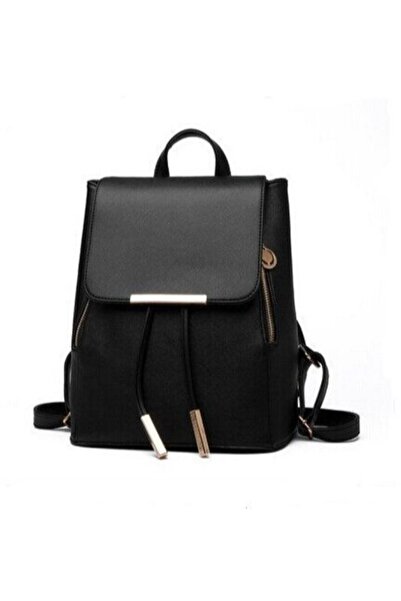 XIUWOO حقيبة ظهر مزدوجة الكتف بتصميم كوري أسود