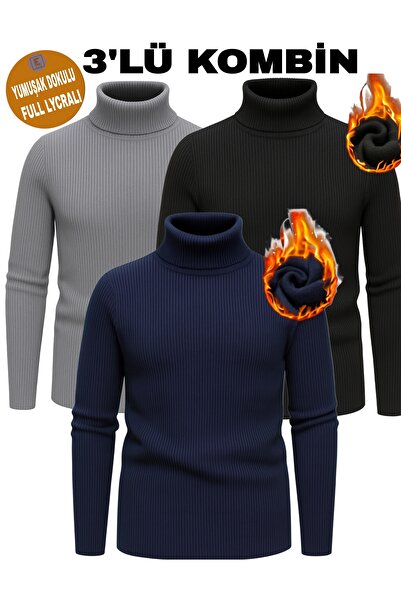 EMKA GİYİM Men's Turtleneck High-Neck Knit Sweater