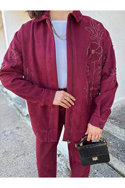 MİA NOURA Women's Front Sleeves with Bead Embroidery on Suitable Fabric for Suitable for