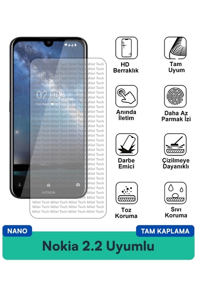 Milat Tech طبقة حماية للشاشة من نوكيا 2.2 نانو مقاومة للبقع وشفافية عالية