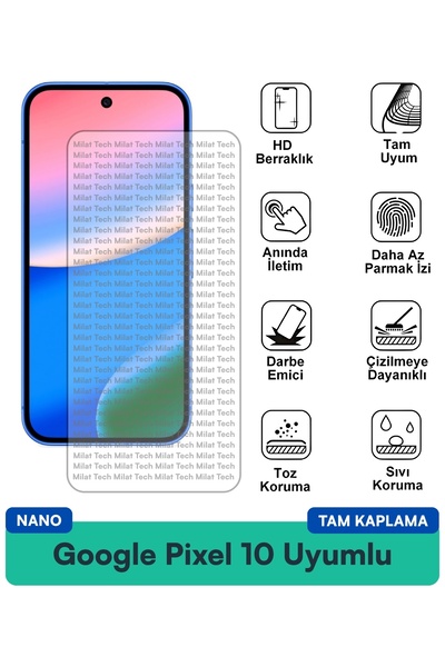 Milat Tech طبقة حماية شاشة جوجل بيكسل 10 نانو مقاومة للخدوش والصدمات