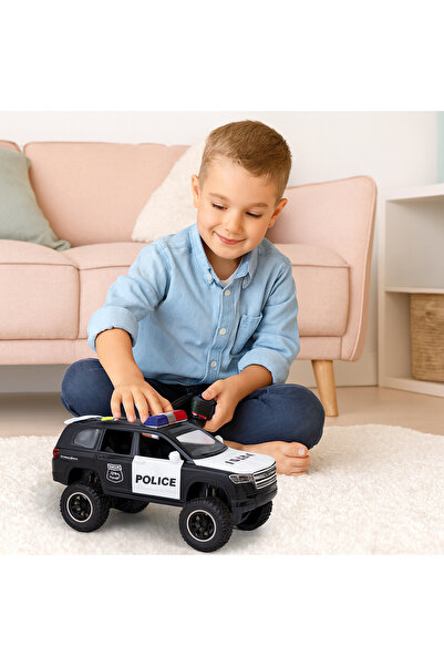 Bebelul Raptor Police Off-Road Vehicle Black 1:14 with LED Lights, Sounds and Pull-Back Drive