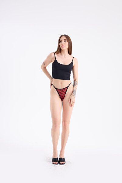 YOYYO Women's Red Thong with Adjustable Waist Part Tulle Model Underwear Women's Underwear