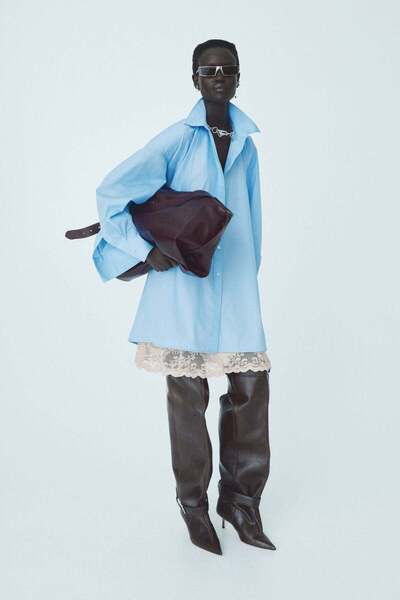 H&M قميص بوبلين كبير الحجم