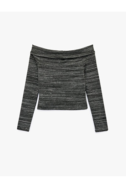 Koton X Sibil Çetinkaya - Long Sleeve Studded Detail Off-Shoulder Blouse