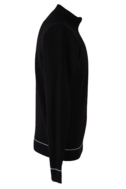 trender Half Zipper Black Men's Sweater 6644