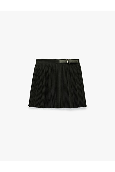 Koton Mini Pleated Skirt with Half Belt Detail