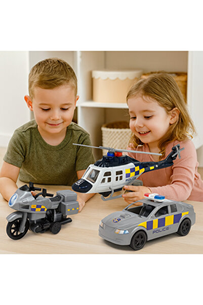 Bebelul Σετ ειδικών υπηρεσιών αστυνομίας με ελικόπτερο, αυτοκίνητο και μοτοσι...