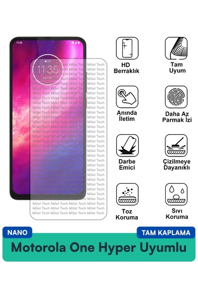 Milat Tech طبقة حماية للشاشة من موتورولا ون هايبر نانو، مقاومة للصدمات والخدوش